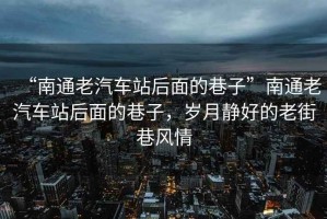 “南通老汽車站后面的巷子”南通老汽車站后面的巷子，歲月靜好的老街巷風情