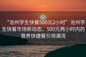 “滄州學生快餐500元2小時”滄州學生快餐市場新動態，500元兩小時內的營養快捷餐引領潮流
