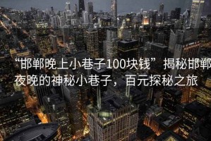 “邯鄲晚上小巷子100塊錢(qián)”揭秘邯鄲夜晚的神秘小巷子，百元探秘之旅