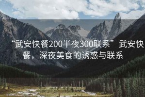 “武安快餐200半夜300聯系”武安快餐，深夜美食的誘惑與聯系