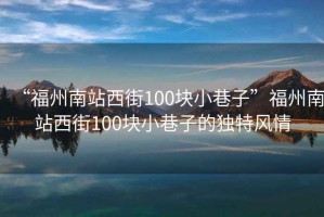 “福州南站西街100塊小巷子”福州南站西街100塊小巷子的獨特風情