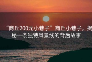 “商丘200元小巷子”商丘小巷子，揭秘一條獨特風景線的背后故事