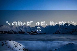 “yp群聊天群”YP群，聊天群的新紀元