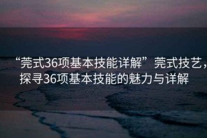 “莞式36項基本技能詳解”莞式技藝，探尋36項基本技能的魅力與詳解