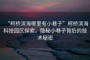 “柯橋濱海哪里有小巷子”柯橋濱海科技園區(qū)探索，隱秘小巷子背后的技術(shù)秘密