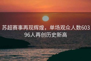 蘇超賽事再現輝煌，單場觀眾人數60396人再創歷史新高