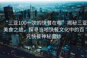 “三亞100一次的快餐在哪”揭秘三亞美食之旅，探尋當地快餐文化中的百元快餐神秘面紗