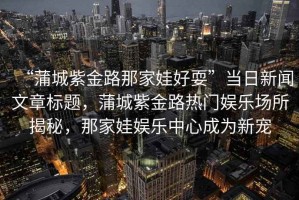 “蒲城紫金路那家娃好?！碑斎招侣勎恼聵祟}，蒲城紫金路熱門娛樂場所揭秘，那家娃娛樂中心成為新寵
