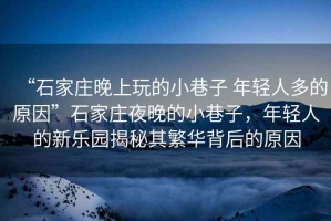 “石家莊晚上玩的小巷子 年輕人多的原因”石家莊夜晚的小巷子，年輕人的新樂(lè)園揭秘其繁華背后的原因