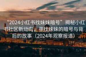 “2024小紅書找妹妹暗號”揭秘小紅書社區新動向，尋找妹妹的暗號與背后的故事（2024年觀察報道）