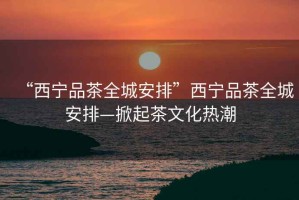 “西寧品茶全城安排”西寧品茶全城安排—掀起茶文化熱潮