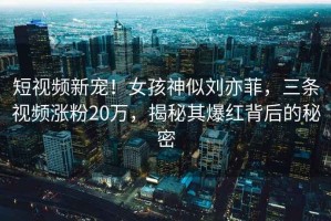 短視頻新寵！女孩神似劉亦菲，三條視頻漲粉20萬，揭秘其爆紅背后的秘密