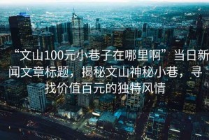 “文山100元小巷子在哪里啊”當日新聞文章標題，揭秘文山神秘小巷，尋找價值百元的獨特風情
