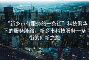 “新鄉市有服務的一條街”科技繁華下的服務脈絡，新鄉市科技服務一條街的創新之旅