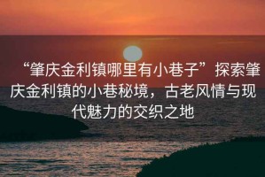 “肇慶金利鎮(zhèn)哪里有小巷子”探索肇慶金利鎮(zhèn)的小巷秘境，古老風情與現(xiàn)代魅力的交織之地