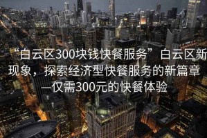 “白云區300塊錢快餐服務”白云區新現象，探索經濟型快餐服務的新篇章—僅需300元的快餐體驗