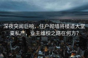 深夜突聞巨響，住戶砌墻將樓道大堂變私產(chǎn)，業(yè)主維權(quán)之路在何方？