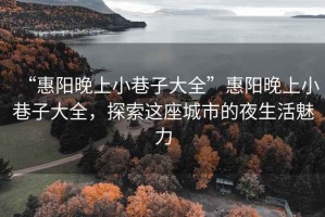 “惠陽晚上小巷子大全”惠陽晚上小巷子大全，探索這座城市的夜生活魅力