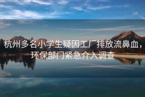 杭州多名小學生疑因工廠排放流鼻血，環保部門緊急介入調查