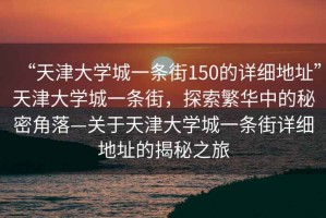 “天津大學城一條街150的詳細地址”天津大學城一條街，探索繁華中的秘密角落—關于天津大學城一條街詳細地址的揭秘之旅