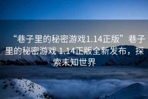 “巷子里的秘密游戲1.14正版”巷子里的秘密游戲 1.14正版全新發布，探索未知世界