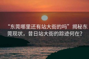 “東莞哪里還有站大街的嗎”揭秘東莞現狀，昔日站大街的蹤跡何在？