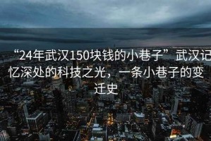 “24年武漢150塊錢的小巷子”武漢記憶深處的科技之光，一條小巷子的變遷史
