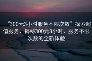“300元3小時服務不限次數”探索超值服務，揭秘300元3小時，服務不限次數的全新體驗
