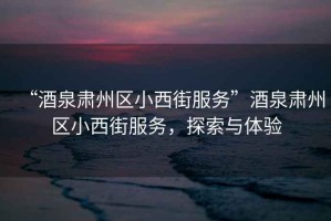 “酒泉肅州區小西街服務”酒泉肅州區小西街服務，探索與體驗