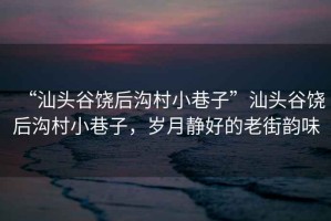 “汕頭谷饒后溝村小巷子”汕頭谷饒后溝村小巷子，歲月靜好的老街韻味