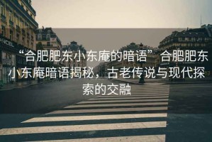 “合肥肥東小東庵的暗語”合肥肥東小東庵暗語揭秘，古老傳說與現代探索的交融