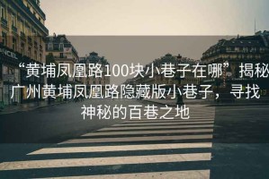 “黃埔鳳凰路100塊小巷子在哪”揭秘廣州黃埔鳳凰路隱藏版小巷子，尋找神秘的百巷之地