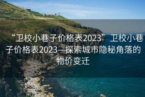 “衛校小巷子價格表2023”衛校小巷子價格表2023—探索城市隱秘角落的物價變遷