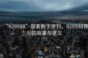 “929598”探索數字序列，929598背后的故事與意義