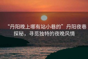 “丹陽晚上哪有站小巷的”丹陽夜巷探秘，尋覓獨特的夜晚風情