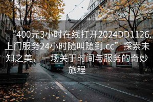 “400元3小時在線打開2024DD1126.上門服務24小時隨叫隨到.cc”探索未知之美，一場關于時間與服務的奇妙旅程