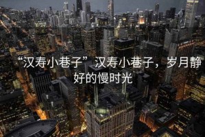 “漢壽小巷子”漢壽小巷子，歲月靜好的慢時光