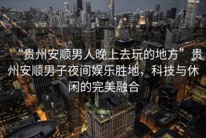 “貴州安順男人晚上去玩的地方”貴州安順男子夜間娛樂勝地，科技與休閑的完美融合