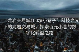 “龍巖交易城100塊小巷子”科技之光下的龍巖交易城，探索百元小巷的數(shù)字化轉型之路