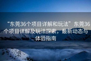 “東莞36個項目詳解和玩法”東莞36個項目詳解及玩法探索，最新動態(tài)與體驗指南