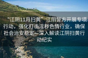 “江陰11月掃黃”江陰警方開展專項行動，強化打擊淫穢色情行業，確保社會治安穩定—深入解讀江陰掃黃行動紀實