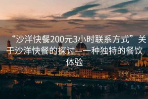 “沙洋快餐200元3小時聯系方式”關于沙洋快餐的探討—一種獨特的餐飲體驗