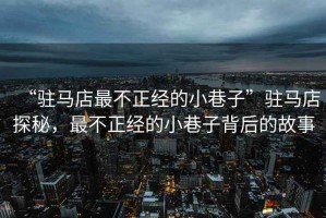 “駐馬店最不正經的小巷子”駐馬店探秘，最不正經的小巷子背后的故事