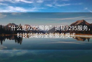 “什么是9295服務(wù)”揭秘9295服務(wù)，科技領(lǐng)域的全新服務(wù)模式