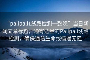 “palipali1線路檢測一整晚”當日新聞文章標題，通宵達旦的Palipali線路檢測，確保通信生命線暢通無阻