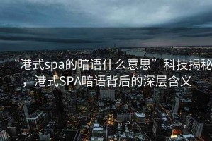 “港式spa的暗語什么意思”科技揭秘，港式SPA暗語背后的深層含義