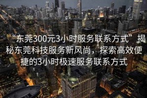 “東莞300元3小時服務聯系方式”揭秘東莞科技服務新風尚，探索高效便捷的3小時極速服務聯系方式