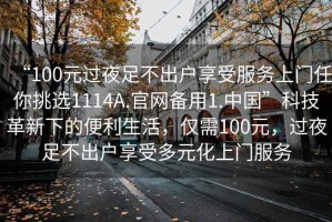 “100元過夜足不出戶享受服務上門任你挑選1114A.官網備用1.中國”科技革新下的便利生活，僅需100元，過夜足不出戶享受多元化上門服務