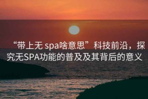 “帶上無 spa啥意思”科技前沿，探究無SPA功能的普及及其背后的意義