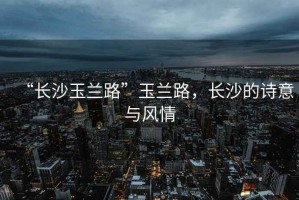 “長沙玉蘭路”玉蘭路，長沙的詩意與風(fēng)情